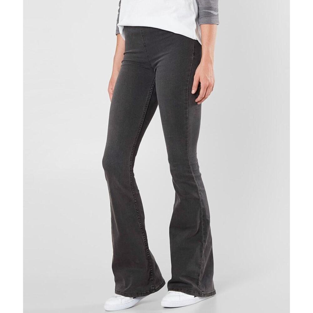 Free People Penny Pull-On Flare Jeans Women’s Sz 24 Black Gray Denim Bell Bottom